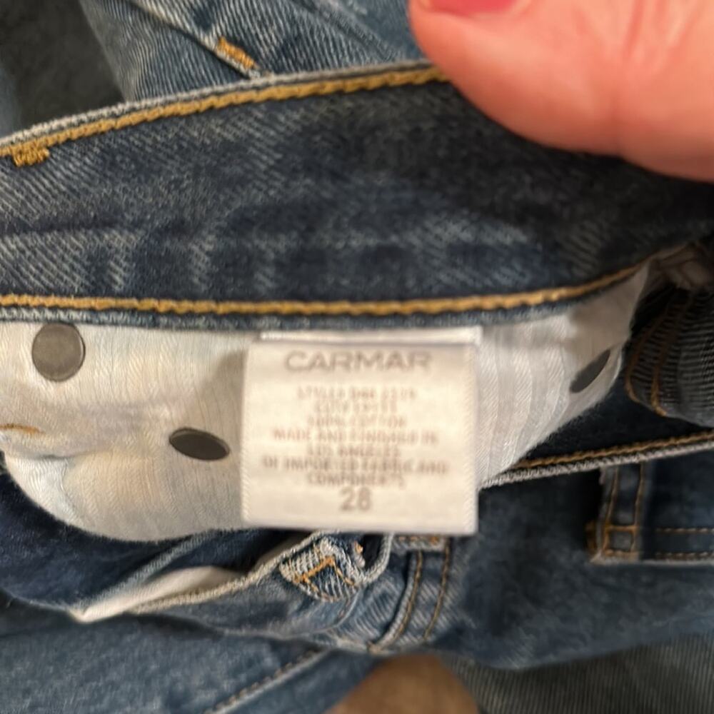 Carmar Women’s All Cotton High Rise Straight Leg Distressed Jeans Size 28 - Picture 4 of 8